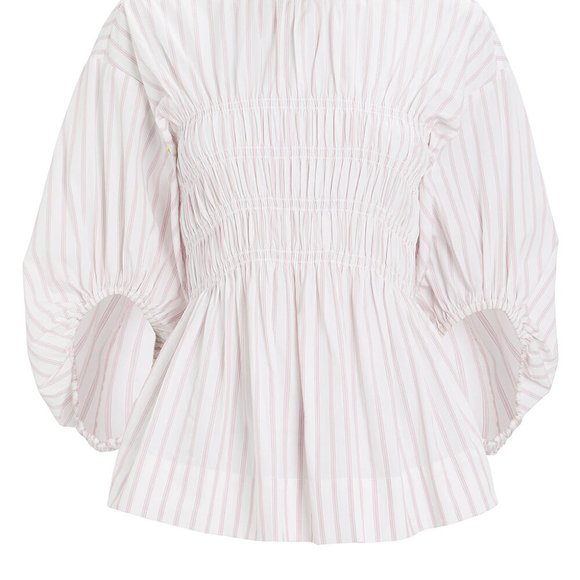 GANNI Striped Balloon Sleeve Top - Picture 1 of 9